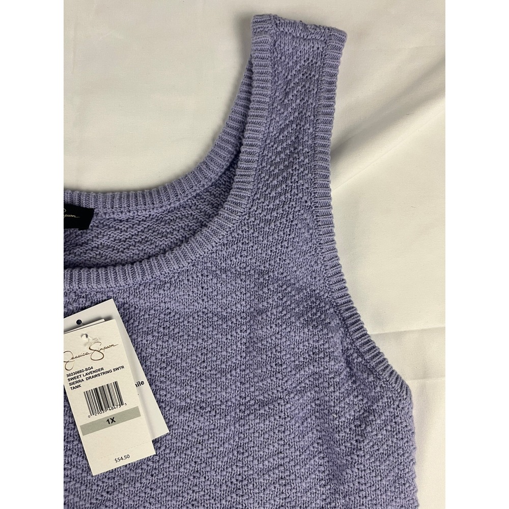 Jessica Simpson Womens Knit Tank‎ Top 1X Purple Sleeveless Drawstring